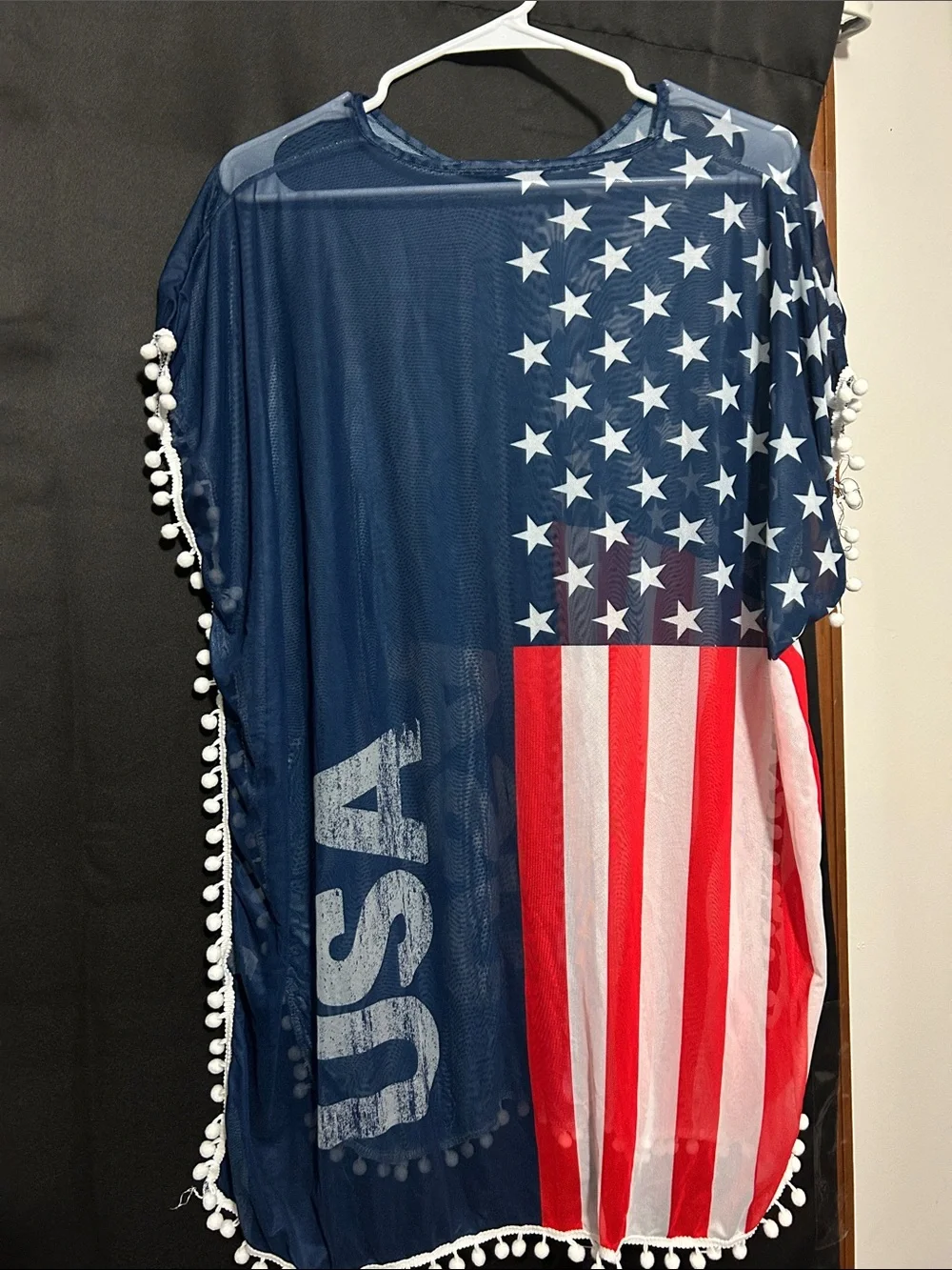 Medium/Large Navy, Red & White USA Flag Swim Coverup